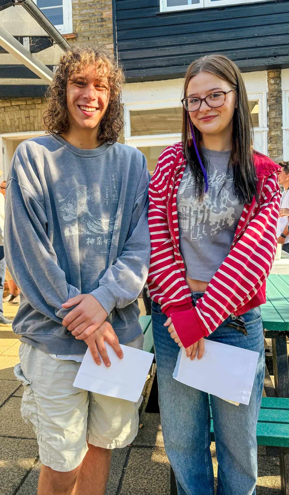 Students collecting results