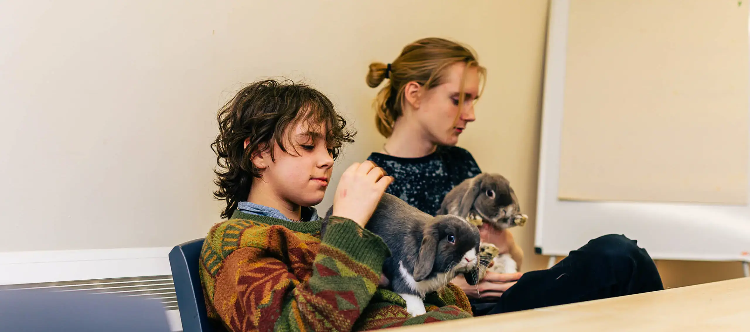 Students caring for school animals