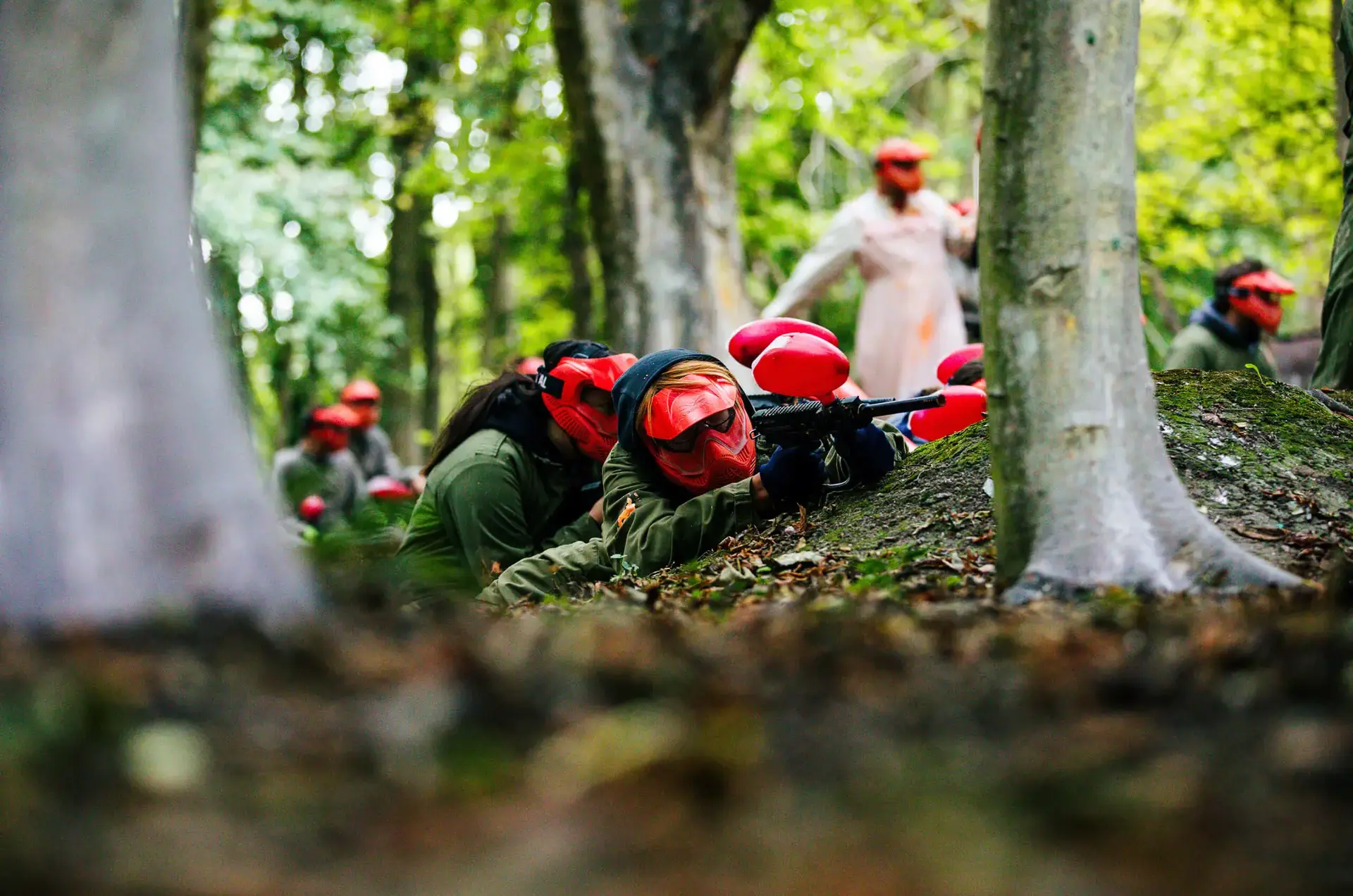 Students at St Chris paintballing
