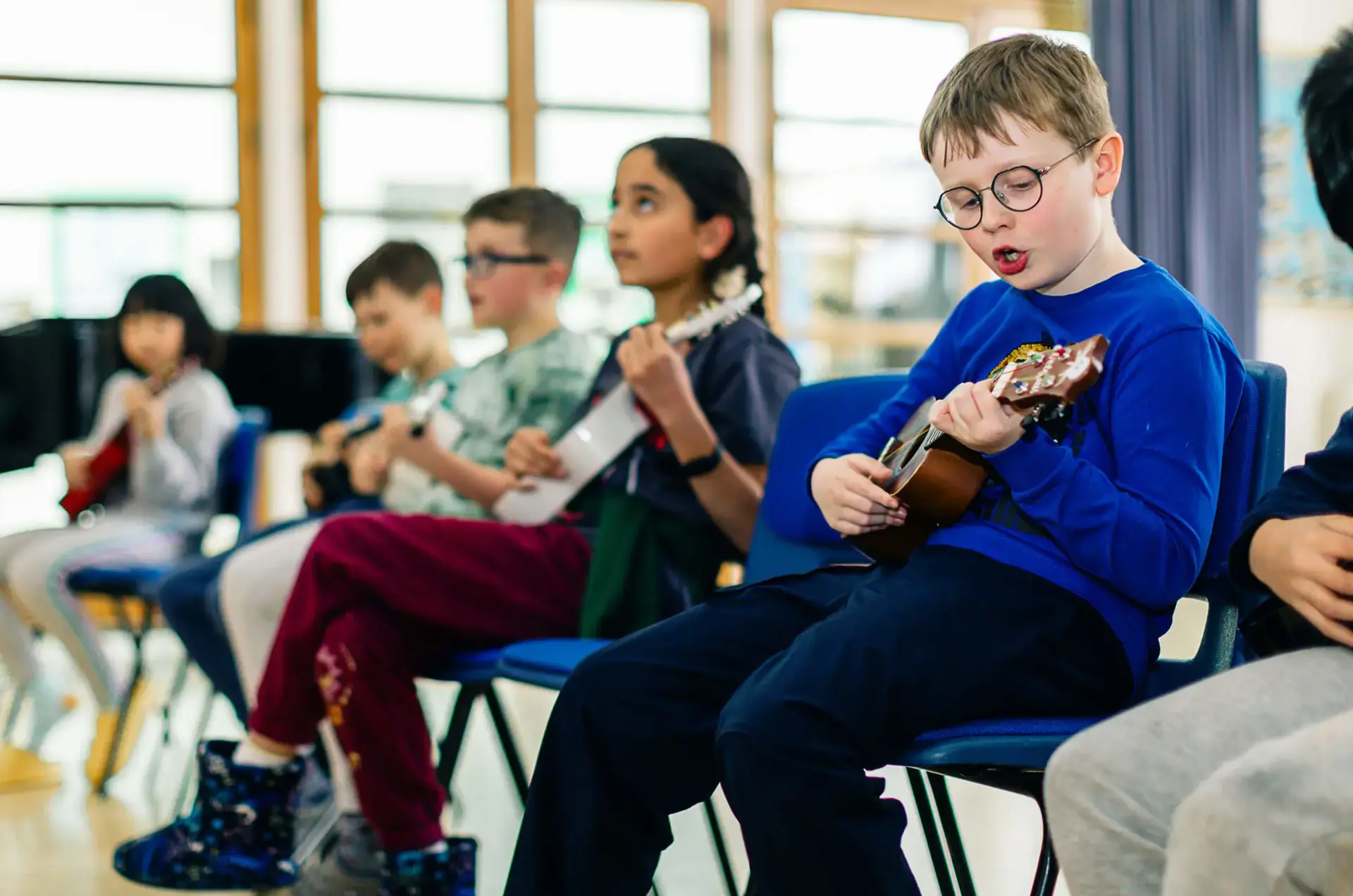 Pupils in music lesson