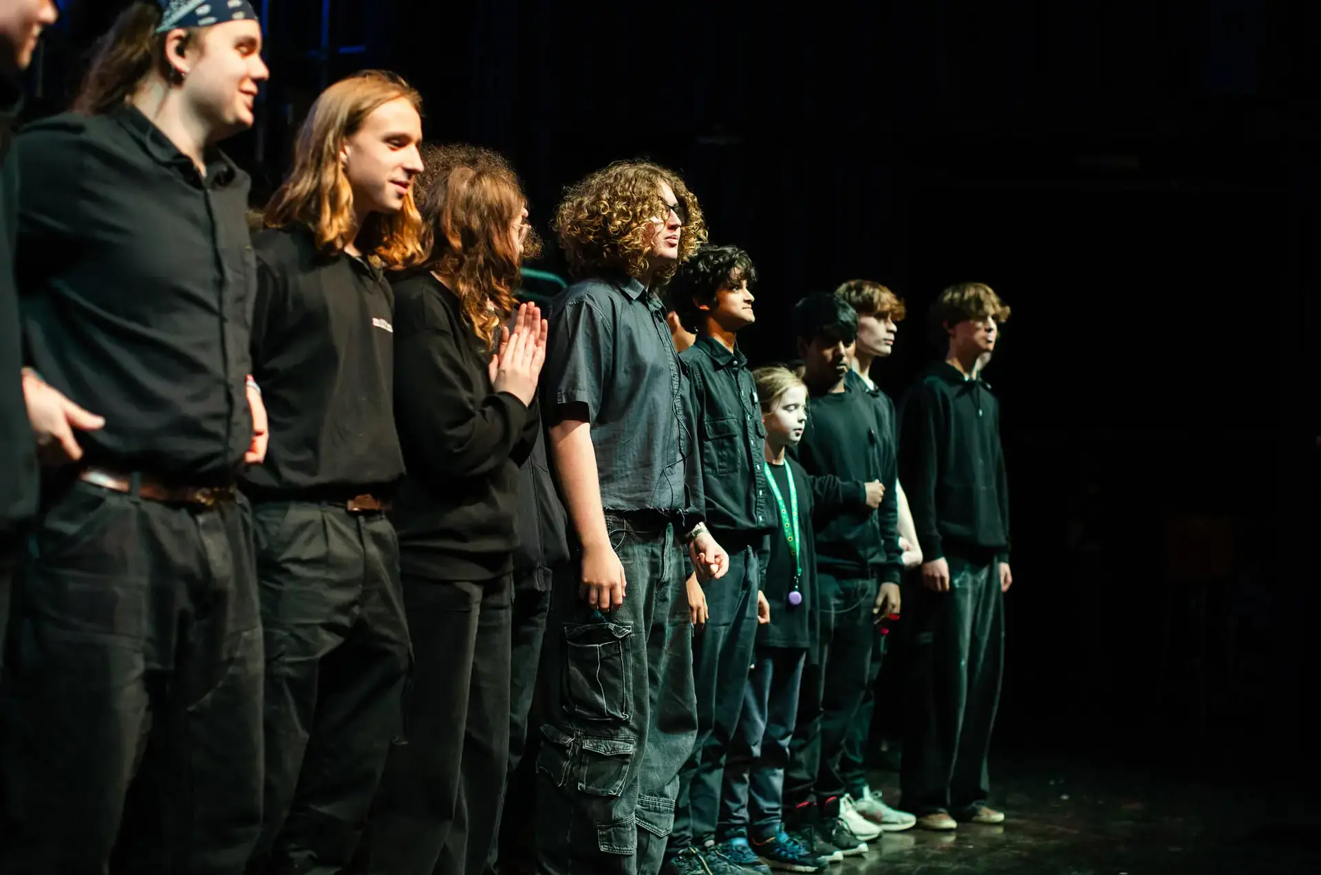 Backstage technicians "The Wombles" on stage at St Chris