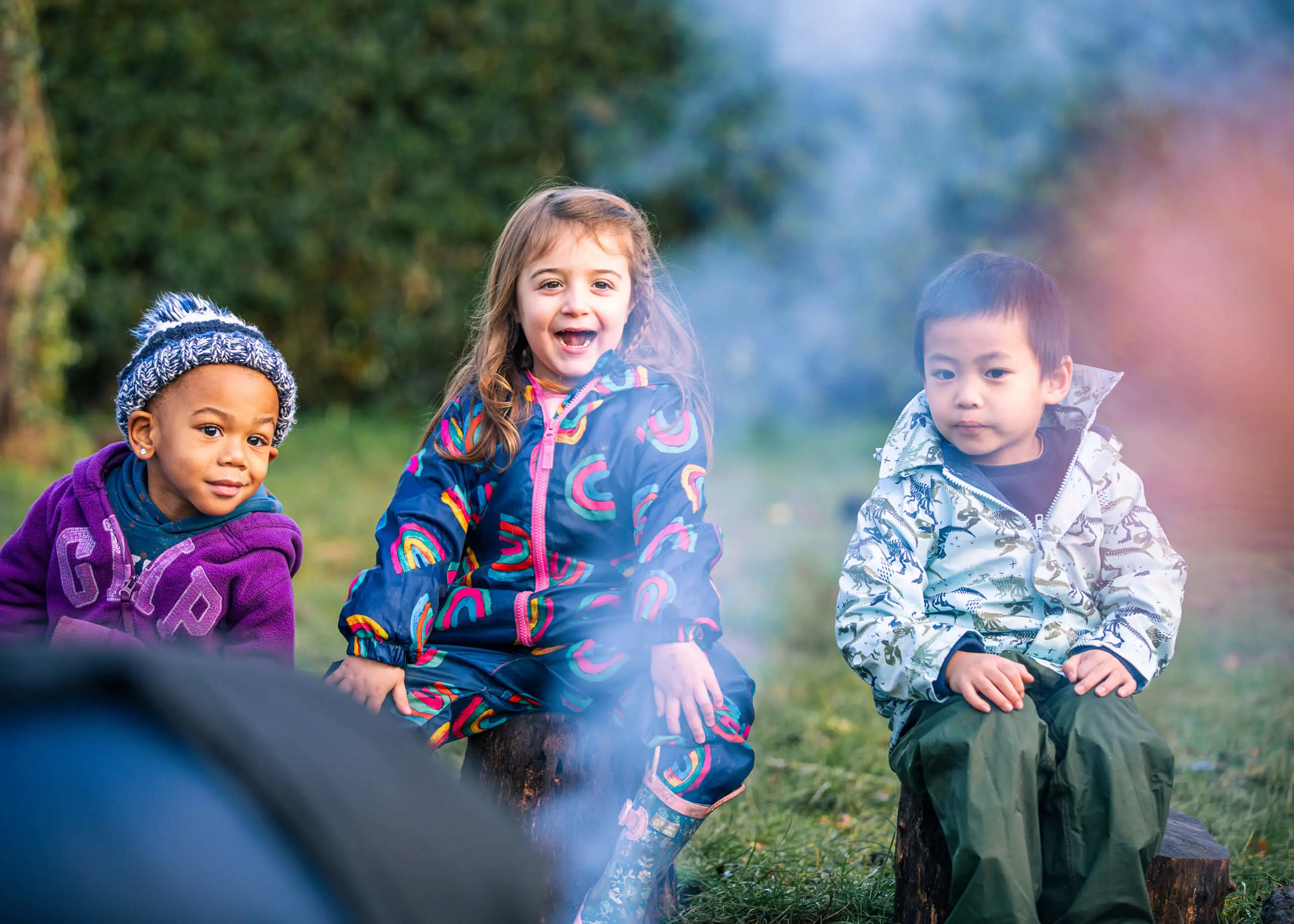 Children in forest school at St Chris nursery